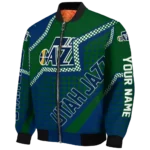 customized utah jazz star burst navy bomber jacket best selling