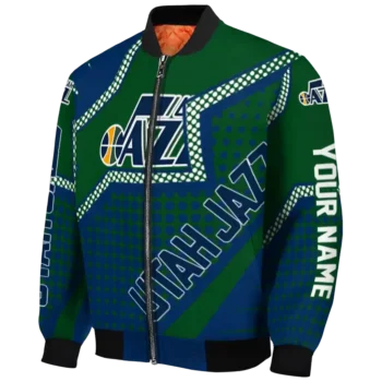 customized utah jazz star burst navy bomber jacket best selling