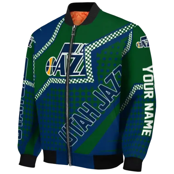 customized utah jazz star burst navy bomber jacket best selling