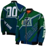 customized utah jazz star burst navy bomber jacket best selling