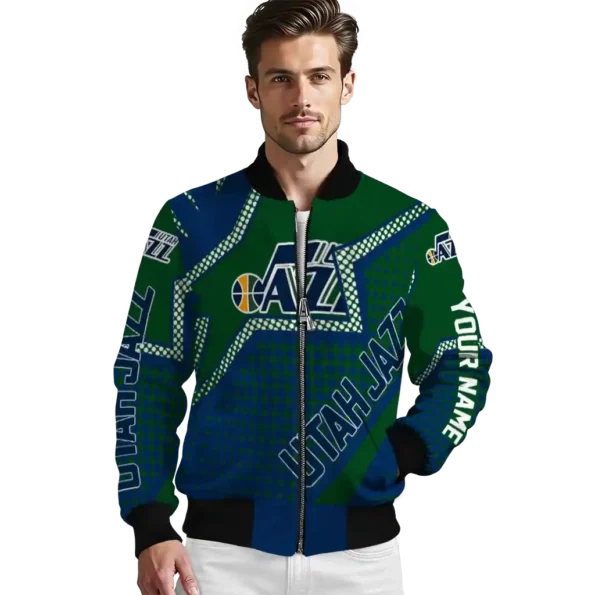 customized utah jazz star burst navy bomber jacket high quality