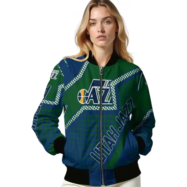 customized utah jazz star burst navy bomber jacket latest model