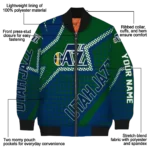 customized utah jazz star burst navy bomber jacket best selling