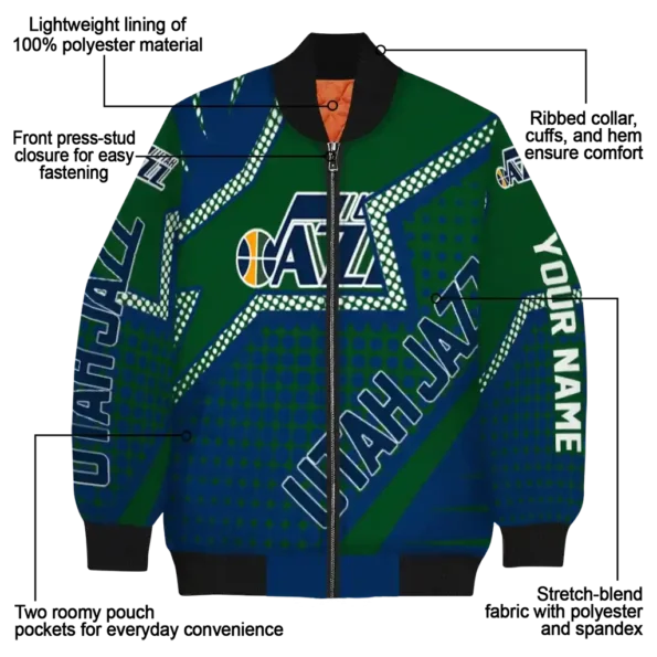 customized utah jazz star burst navy bomber jacket new arrival