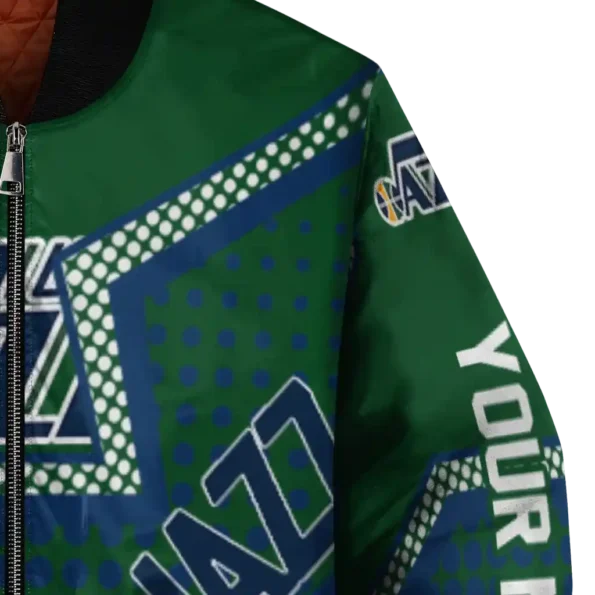 customized utah jazz star burst navy bomber jacket premium grade