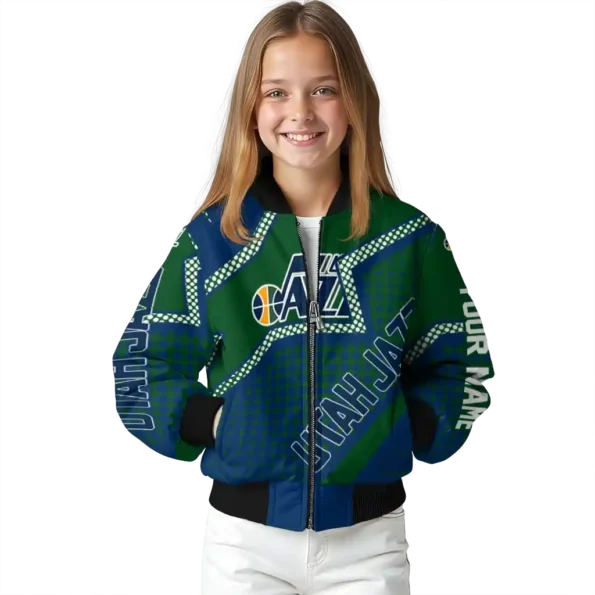 customized utah jazz star burst navy bomber jacket top rated