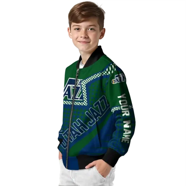 customized utah jazz star burst navy bomber jacket trendy