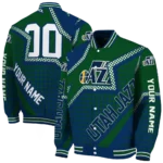 customized utah jazz star burst navy varsity jacket best selling.webp