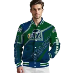 customized utah jazz star burst navy varsity jacket best selling.webp