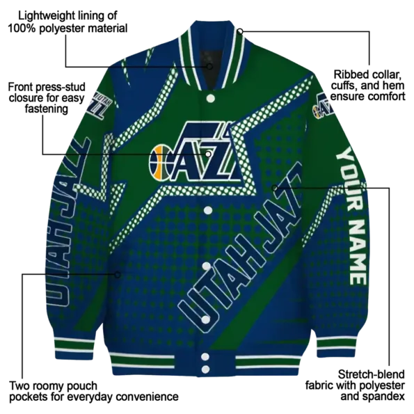 customized utah jazz star burst navy varsity jacket new arrival.webp