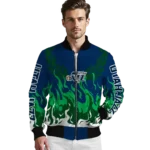 customized utah jazz winged blaze navy white bomber jacket best selling