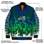 customized utah jazz winged blaze navy white bomber jacket best selling
