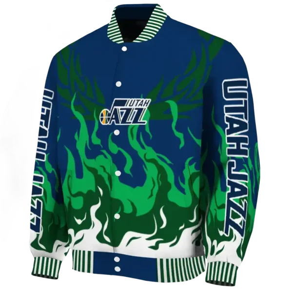 customized utah jazz winged blaze navy white varsity jacket best selling.webp