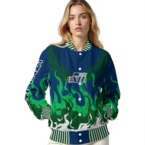 customized utah jazz winged blaze navy white varsity jacket latest model.webp