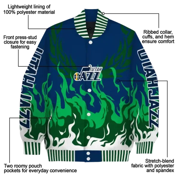 customized utah jazz winged blaze navy white varsity jacket new arrival.webp