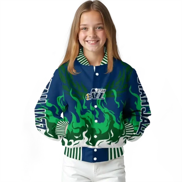 customized utah jazz winged blaze navy white varsity jacket top rated.webp