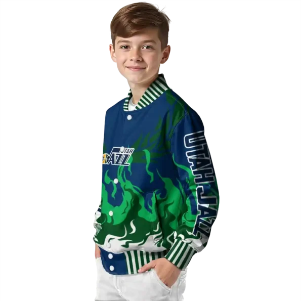 customized utah jazz winged blaze navy white varsity jacket trendy.webp