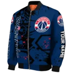customized washington wizards hexagon cluster blue black bomber jacket best selling