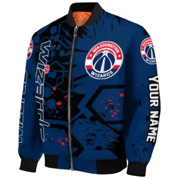 customized washington wizards hexagon cluster blue black bomber jacket best selling