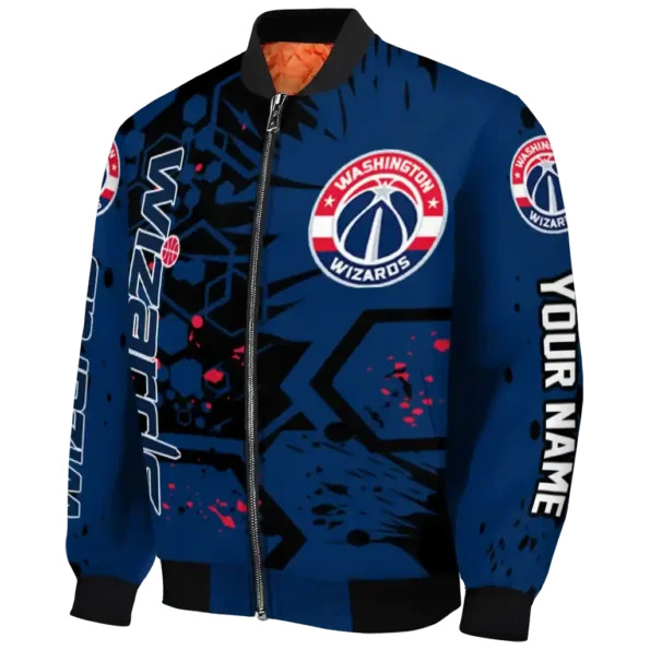 customized washington wizards hexagon cluster blue black bomber jacket best selling