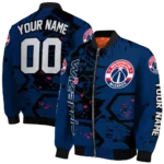 customized washington wizards hexagon cluster blue black bomber jacket best selling