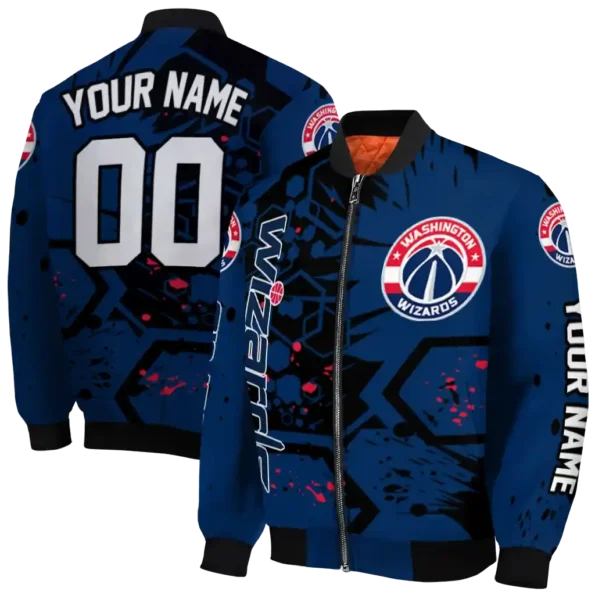 customized washington wizards hexagon cluster blue black bomber jacket fashion forward
