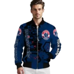 customized washington wizards hexagon cluster blue black bomber jacket best selling