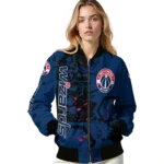 customized washington wizards hexagon cluster blue black bomber jacket best selling