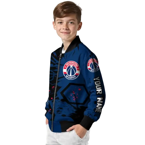 customized washington wizards hexagon cluster blue black bomber jacket trendy