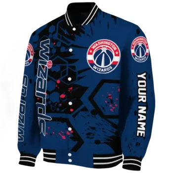 customized washington wizards hexagon cluster blue black varsity jacket best selling.webp