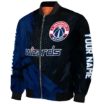 customized washington wizards hexagon mesh blue black bomber jacket best selling