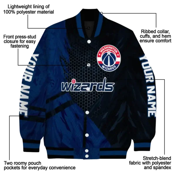 customized washington wizards hexagon mesh blue black varsity jacket new arrival.webp