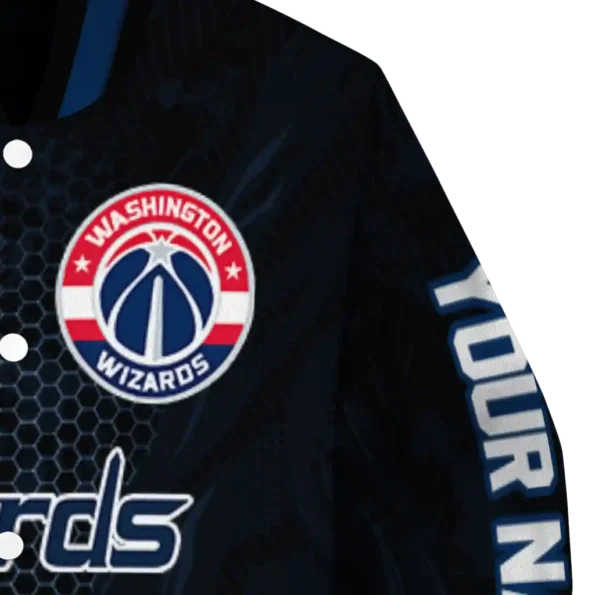 customized washington wizards hexagon mesh blue black varsity jacket premium grade.webp