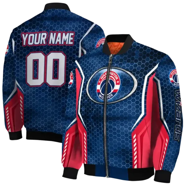 customized washington wizards power plate blue bomber jacket fashion forward