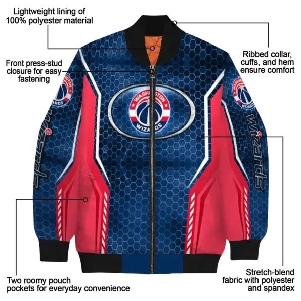 customized washington wizards power plate blue bomber jacket new arrival