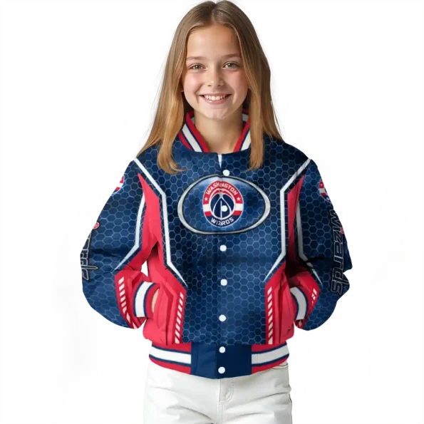 customized washington wizards power plate blue varsity jacket top rated.webp