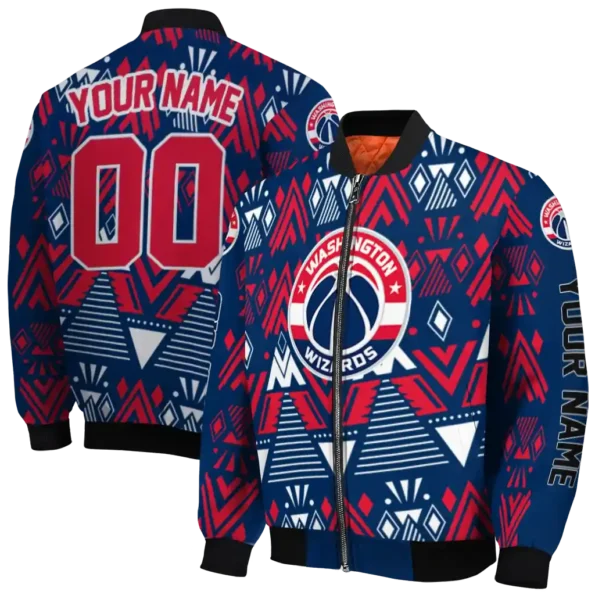 customized washington wizards pyramid shapes blue bomber jacket fashion forward