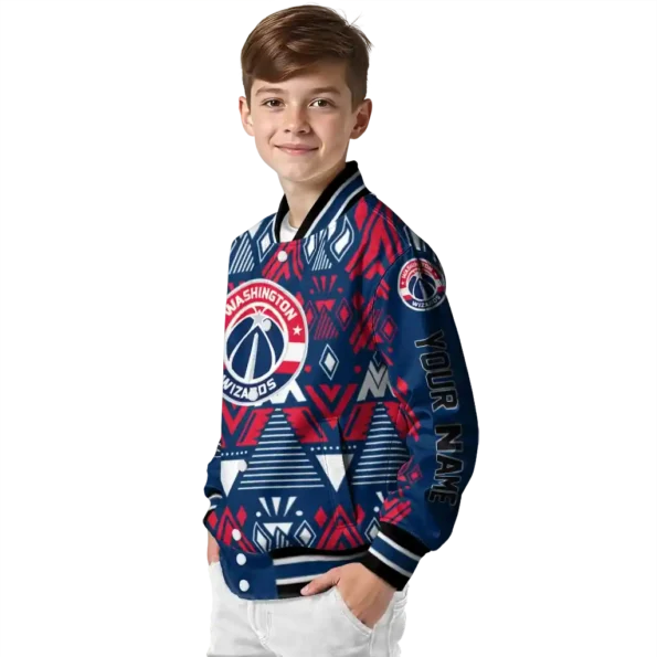 customized washington wizards pyramid shapes blue varsity jacket trendy.webp