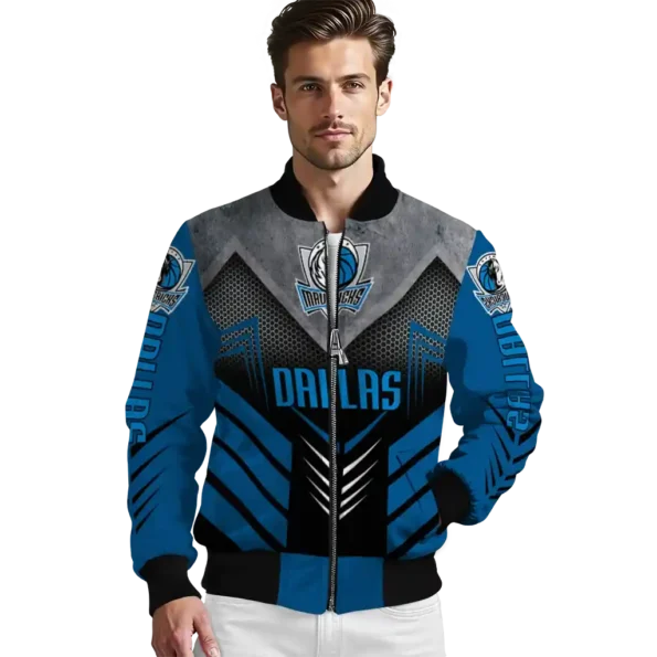 dallas mavericks arrow layer blue black bomber jacket high quality