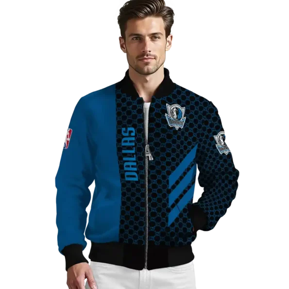 dallas mavericks triple side stripes blue black bomber jacket high quality