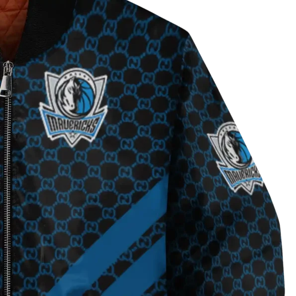 dallas mavericks triple side stripes blue black bomber jacket premium grade
