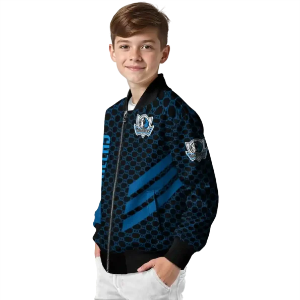dallas mavericks triple side stripes blue black bomber jacket trendy