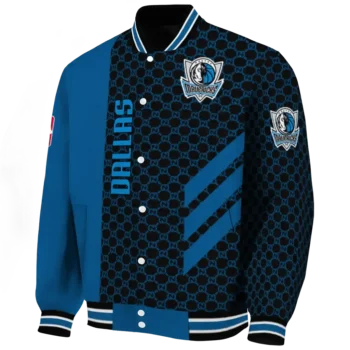 dallas mavericks triple side stripes blue black varsity jacket best selling.webp