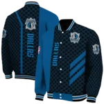 dallas mavericks triple side stripes blue black varsity jacket best selling.webp