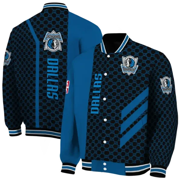 dallas mavericks triple side stripes blue black varsity jacket fashion forward.webp