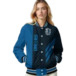 dallas mavericks triple side stripes blue black varsity jacket best selling.webp