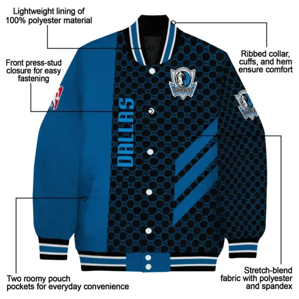 dallas mavericks triple side stripes blue black varsity jacket new arrival.webp