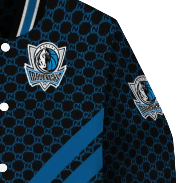 dallas mavericks triple side stripes blue black varsity jacket premium grade.webp