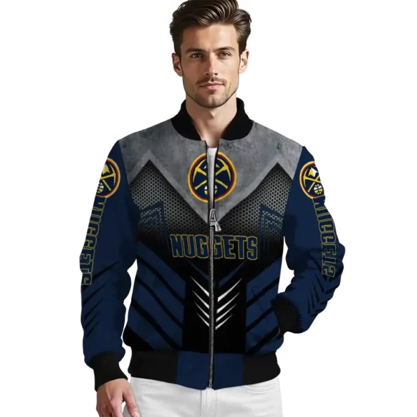 denver nuggets arrow layer blue black bomber jacket high quality