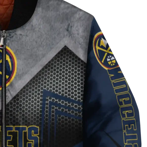 denver nuggets arrow layer blue black bomber jacket premium grade